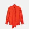 V Allover Jacquard Silk Lavallière Shirt