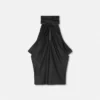 V Allover Jacquard Silk Lavallière Top