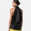 V Allover Jacquard Silk Lavallière Top