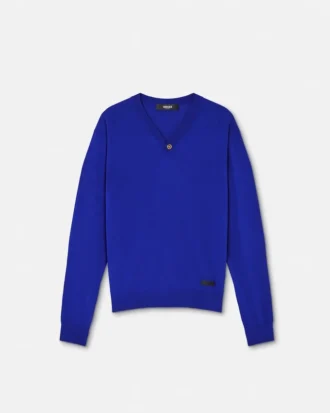 V-hals sweater i silke-bomuldsstrik