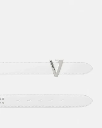 V-pyntet læderbælte 3 cm