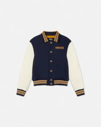 Varsity-inspireret blousonjakke med sikkerhedsnål-logo til børn