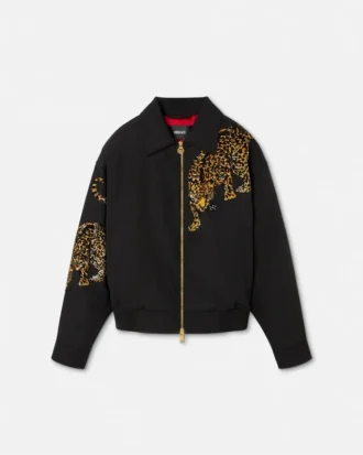 Versace Leopard Mélange uldblousonjakke