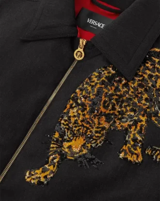 Versace Leopard Mélange uldblousonjakke